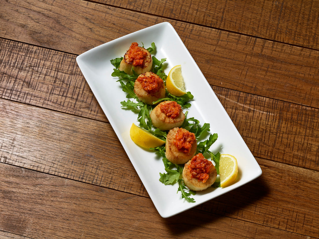 Pan Seared Scallops with Frescobene Amatriciana Sauce