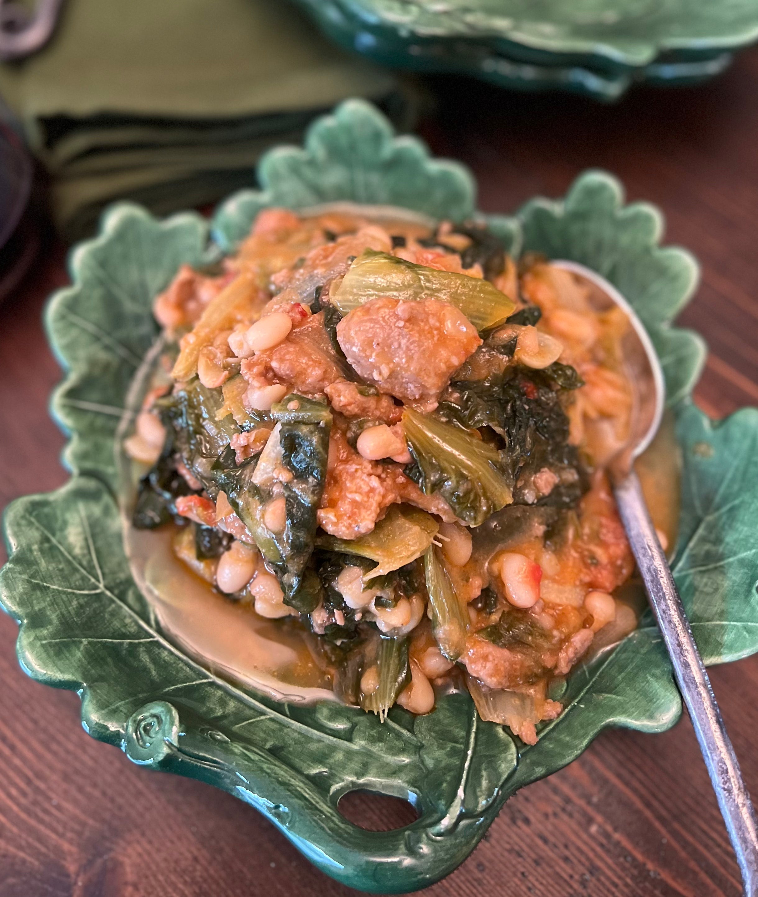 Escarole and Beans with Sausage Ragu