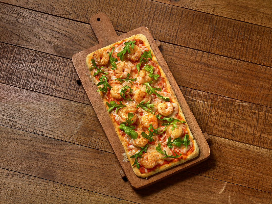 Shrimp Flatbread with Frescobene Vodka Sauce